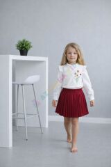 Nakış detay gömlek pileli etekli takım