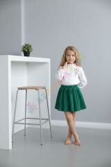 Nakış detay gömlek pileli etekli takım